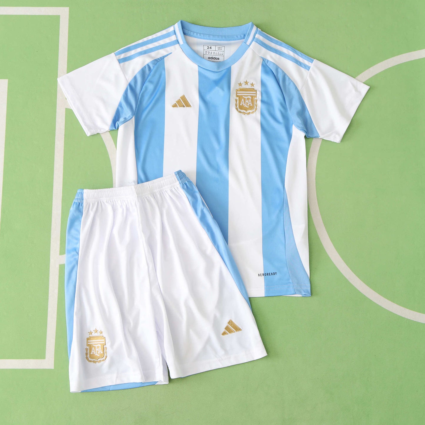 Argentina 2024/25 Kids Home Football Kit – Messi #10 (Jersey + Shorts)