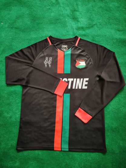 Palestine Home Football Jersey – Black Long Sleeve Edition