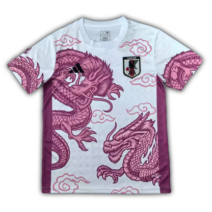 Japan special edition concept football jersey featuring pink dragons and clouds in traditional Japanese art style