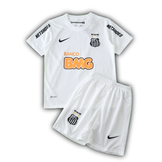 Santos FC 2011/2012 kids home football kit with Neymar Jr #11 – white jersey and shorts set